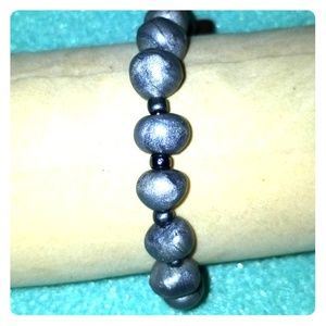 Silver Polymer Clay Stretch Bracelet